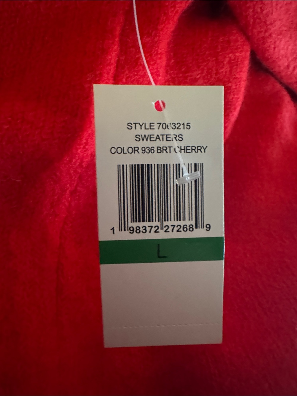 CeCe Red Crewneck Sweater with Rhinestone "Love" Script - Picture 7 of 7